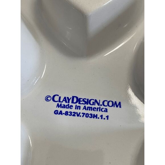 Clay Design Nana D's Muffins 6 Heart Shape Baking Pan USA Blue Spongeware - Picture 4 of 4